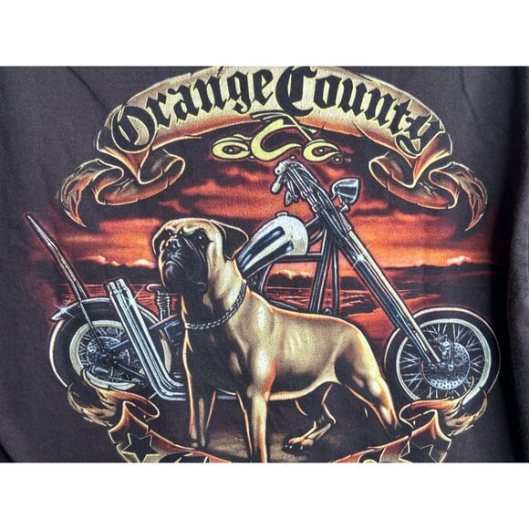 Orange County Choppers Brown Motorcycle Graphic T-Shirt Double Sided Sz M - Picture 1 of 9